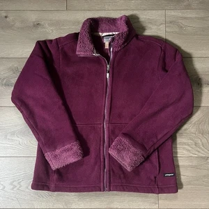 Patagonia Synchilla Fleecejacke Damen Large Pflaume/Weinrot/Lila durchgehender Reißverschluss Taschen - Bild 1 von 6