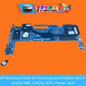 HP EliteBook 1040 G1 Motherboard 748354-001 i7-4600U H&F, CMOS, WiFi, Power Jack - Picture 1 of 3
