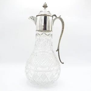 Antique Cut Glass Silver Plated Claret Jug Decanter - Picture 1 of 6