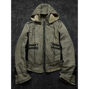 Vintage Y2K LGB If Six Was Nine Style Guess Fur Hood Jacket - Picture 1 of 17