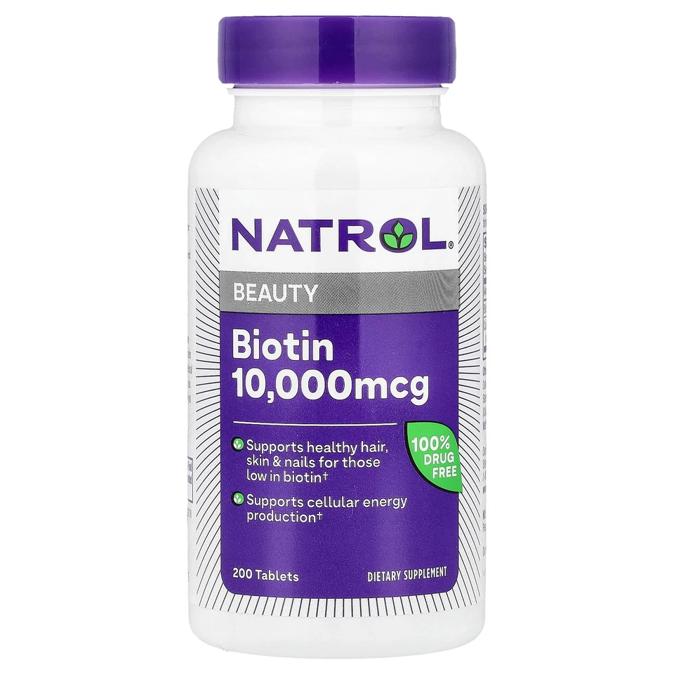 Natrol Biotin Promotes Healthy Hair Skin & Nails 10 000mcg 200 Tablets
