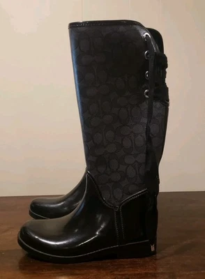 Botas de lluvia Coach Tristee con cordones con logotipo de firma monograma para mujer talla 8B” Foto 1 de 4