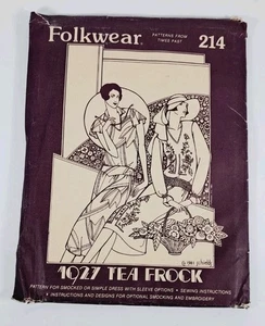 1981 Folkwear Uncut Pattern #214-1927 Tea Frock-Smocked Or Simple Dress Size8-14 - Picture 1 of 4
