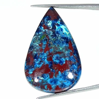 Piedra preciosa suelta cabujón pera azurita natural 41,20 quilates 22x34x6 mm Foto 1 de 4