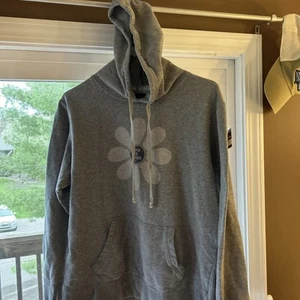 Life is Good Hoodie Sweatshirt Womens L Gray Pullover Logo Casual flower design - Picture 1 of 4