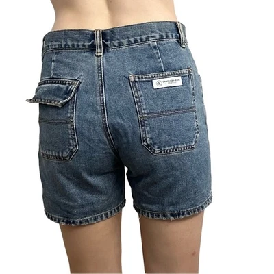 Vintage 90s Jean Shorts Calvin Klein Denim Cargo Blue Dad Modest Size 7 28 Waist - Image 1 of 4