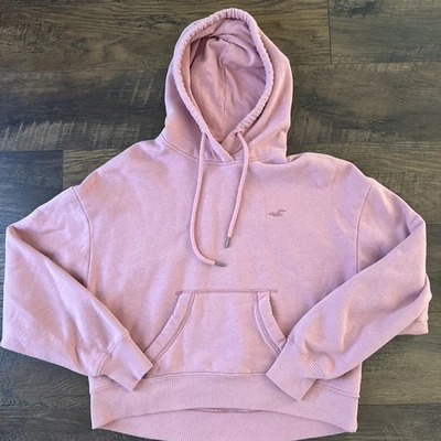 Hollister Sudadera con Capucha Rosa Recortada Para Mujer XS Acogedora Sudadera Pullover Suave Usada en Excelente Condición D2 Foto 1 de 4