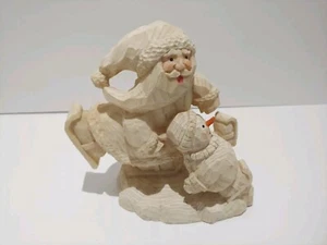 Design Works Pattinaggio Babbo Natale Pupazzo di Neve Beige Figura Intagliata Scultura Arte Off White - Foto 1 di 10