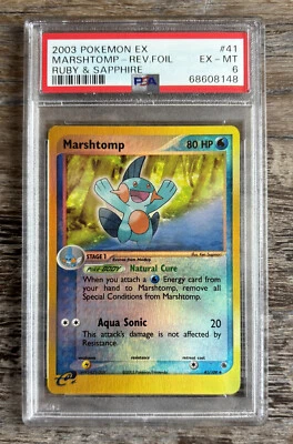 2003 Pokemon Ex Ruby & Sapphire Marshtomp Rev. Foil #41 - PSA 6 EX-MT - Image 1 of 2