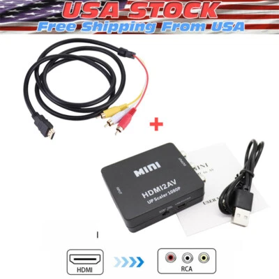 1080P HDMI Male to 3 RCA S-video AV Audio Cable Cord Adapter for TV HDTV DVD US - Image 1 of 4