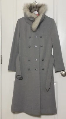 The American Way With Wool Women’s Coat Grey Fur Collar - Image 1 of 4
