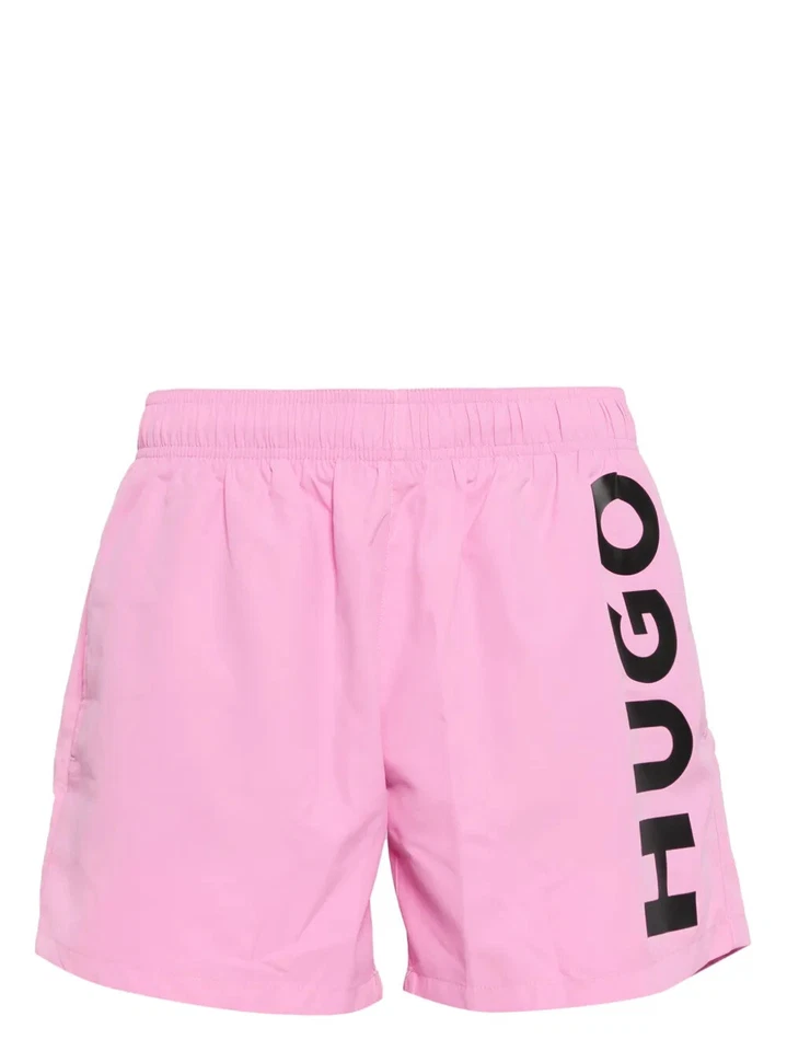 Bañador Hugo Boss para hombre Abas con logotipo vertical, rosa Foto 1 de 2