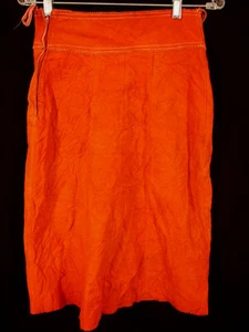 VINTAGE 1960'S HIPPIE ORANGE LACE UP SUEDE SKIRT - Picture 1 of 3