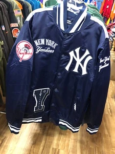 NEW YORK YANKEES SUBLIMITED SATIN  PRO STANDARD JACKET MEN  NAVY - Picture 1 of 9