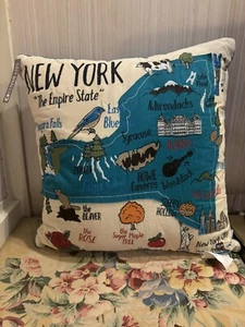 New York “The Empire State” Grey Whale Outfitters Throw Pillow - Picture 1 of 10