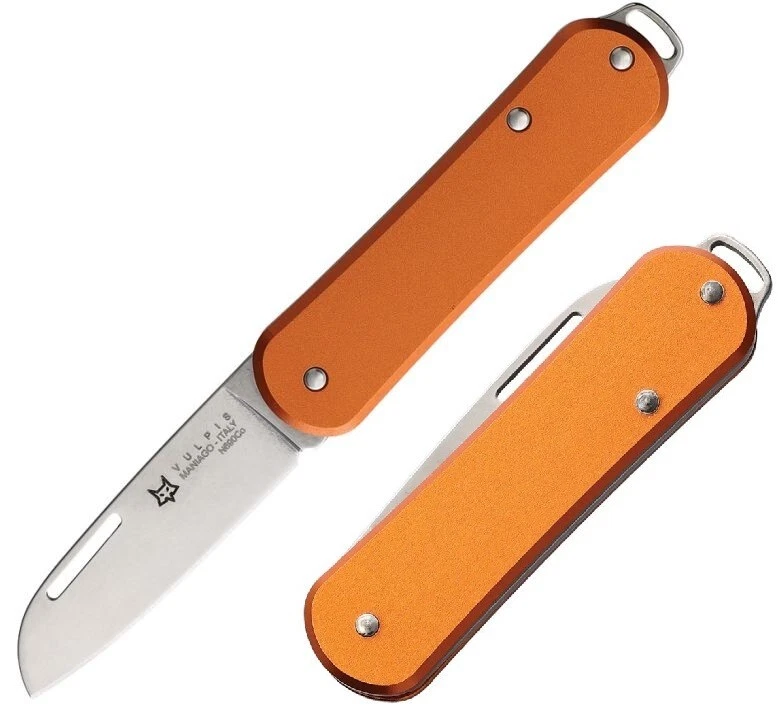 Cuchillo Plegable Fox Vulpis 1.75" Bohler N690 Hoja de Acero Naranja Mango de Aluminio Foto 1 de 3