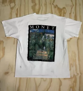 Vtg Monet Art Tee Shirt 90s White Artist’s Garden Vetheuil Picasso Paint Claude - Picture 1 of 15