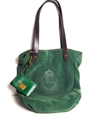 LAUREN 1967 RALPH LAUREN Bolso de Hombro de Gamuza Verde Cartera con Cremallera a Juego Foto 1 de 4