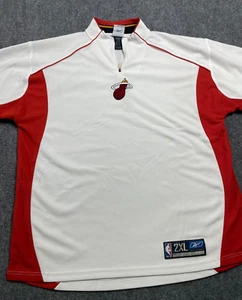 Reebok Miami Heat Warm Up Jacket 1/4 Zip White & Red Jersey Size 2XL - Picture 1 of 16