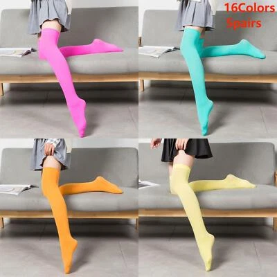 5 Paar Lange Samtsocken Für Damen Oberschenkelhoch Overknee-Stiefel Warme  / - Bild 1 von 4