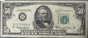 1963 $50 Dollar Bill New York B Legal Tender Very Fine - Picture 1 of 2