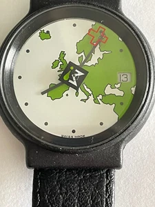 RELOJ SUIZO DE CUARZO VINTAGE CAJA GRILAMIDA NEGRA CON FUNCIÓN DE FECHA CON R (CA) - Imagen 1 de 4