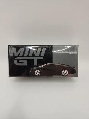 MINI GT 1:64 Bugatti Chiron Super Sport 300 Matte Black LHD Car in box - Image 1 of 3