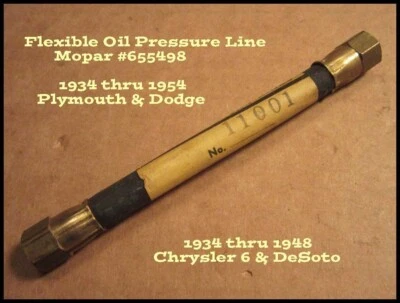 Vintage NOS 1934-1954 Mopar Flexible Oil Line Plymouth 1940s Dodge Truck DeSoto - Image 1 of 4