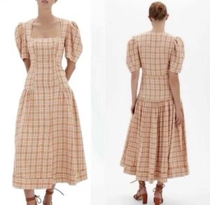 JONATHAN SIMKHAI Greer Puff Sleeve Midi Dress Cottagecore Praire Size 2 NWT - Picture 1 of 7