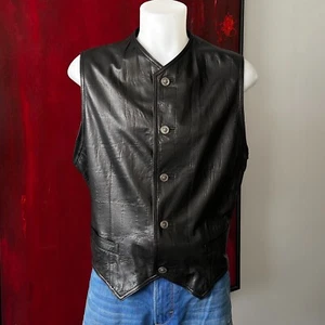 GIANNI VERSACE Black Alligator Embossed Leather Vest size 54, from S/S 1996 - Picture 1 of 15