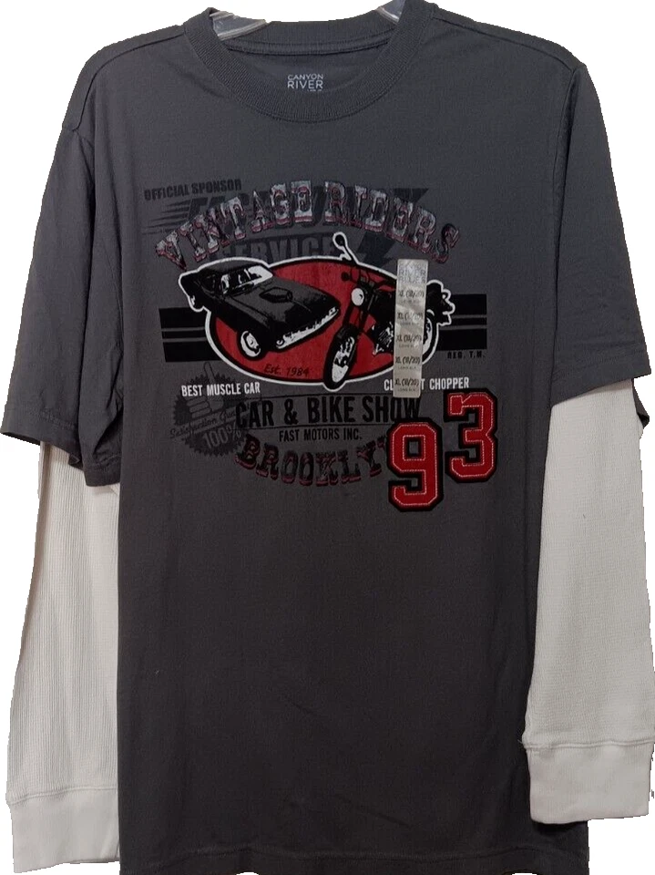 VTG Riders Long Sleeve Shirt Canyon River Blues XL 18-20 Cars Bikers Chopper NWT - Image 1 of 4