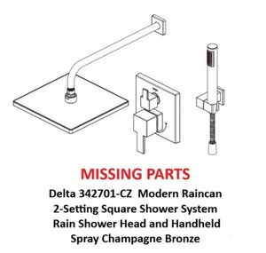 Delta 342701-CZ Modern Raincan Square Shower Champagne Bronze - MISSING PARTS - Picture 1 of 10