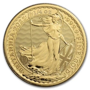 2025 Great Britain 1/4 oz Gold Britannia BU - Picture 1 of 4