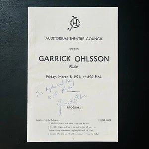 1971 Garrick Ohlsson Signed Program From Performance Auditorium Theatre Chicago - Picture 1 of 11