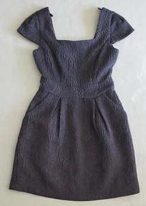 BCBGeneration Dress Womens 2 Gray Cap Sleeve Pleated Pockets Grey Square Neck - Picture 1 of 4