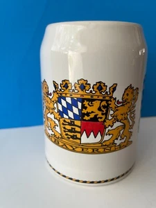 BAYERN COAT of ARMS Lions Ceramic Beer Mug Stein 16oz Bavaria Germany - Picture 1 of 6