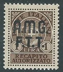 1947 TRIESTE A RECAPITO AUTORIZZATO 1 LIRA MH * - P19-3 - Picture 1 of 1