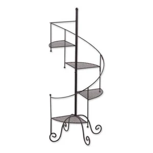 Zingz + Thingz Plant Stand 17"x16.5"x39" In-Outdoor Spiral Showcase Iron Black - Picture 1 of 1