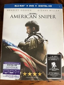 American Sniper (Blu-Ray, DVD + digital, 2014) Bradley Cooper w/slipcover New - Imagen 1 de 3