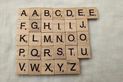Wooden Alphabet Scrabble Tiles, Black Letters For Crafty Cards and DIY - 30 pc - Image 1 of 4