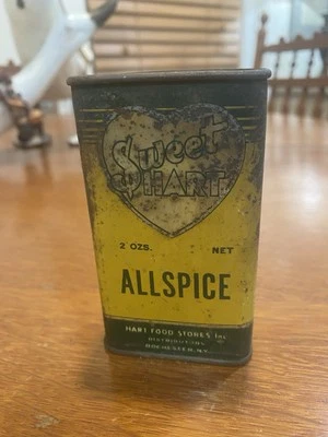 Antique Sweet Hart Spice Tin Rochester N.Y. Allspice 2oz. Vintage Yellow - Image 1 of 4