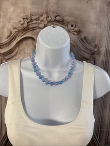 Collar cuentas azul rosa - 20 pulgadas - Imagen 1 de 11