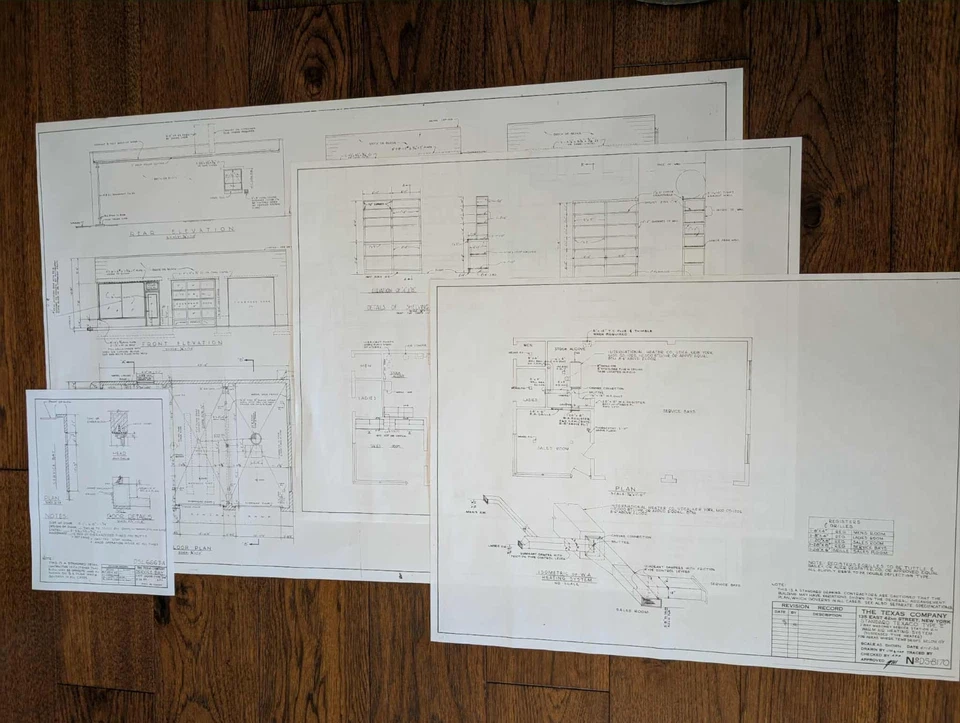1953 Texaco Type-E Service Station Blueprints (Reproduction) Foto 1 de 1