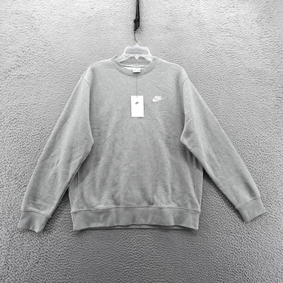 Nike Mens Sportswear Club Fleece Sweatshirt Heather Gray Pullover Crewneck NEW - Image 1 of 4
