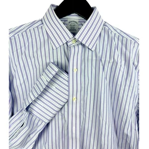 Camicia elegante Brooks Brothers Regent a righe non ferro uomo 16 36 cotone - Foto 1 di 8