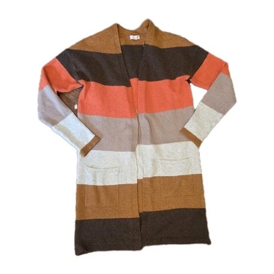 Cárdigan SO para mujer talla M frente abierto manga larga plumero bolsillos a rayas Foto 1 de 4