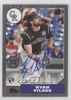 2022 Series 2 1987 Topps Baseball Black /199 Ryan Vilade #87BA-RV Rookie Auto RC - Image 1 of 2