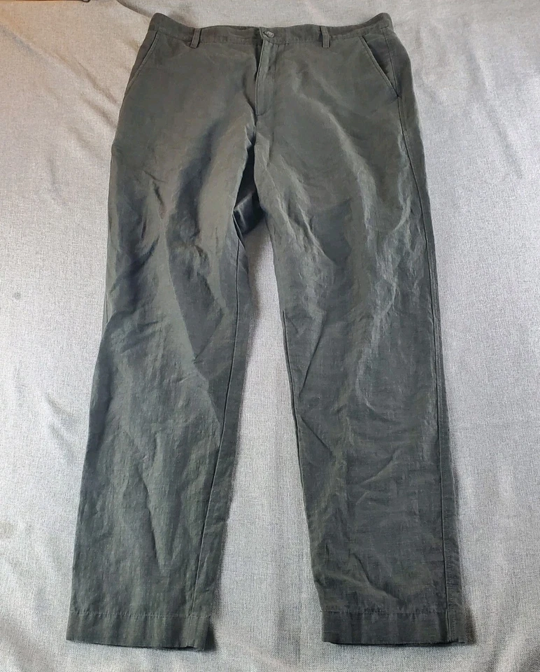 Pantalones Outlier de lino inyectado para hombre 36 gris tejido urdimbre tela japonesa minimalista Foto 1 de 4