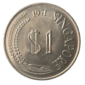 1971 Singapore $1 Lion Coin excellant grade/Bu toning - Picture 1 of 2