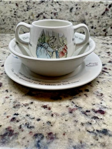 Beatrix Potter Peter Rabbit Wedgewood of Etruria&Barlaston Child's 3Pc. Dish Set - Picture 1 of 6